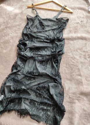 Нічна сорочка з мереживом довга сукня для дому одежда для сна с м л хл ххл 44 46 48 50 52 р7 фото