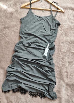 Нічна сорочка з мереживом довга сукня для дому одежда для сна с м л хл ххл 44 46 48 50 52 р6 фото