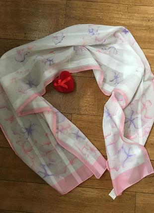 Шикарний легкий шарф італія. рожевий шарф. білий шарф. ошатний шарф