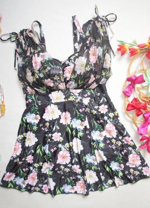 Мега классный слитный купальник платье пуш ап с шортами в цветочный принт ecupper 🌺🍒🌺3 фото
