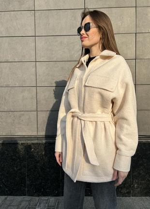 Сорочка пальто із текстурної шерсті букле8 фото