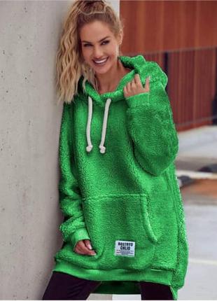 Хутро тедді тепле худі светр з капюшоном светрок тунікою зимовий молодіжний довгий модний 4181