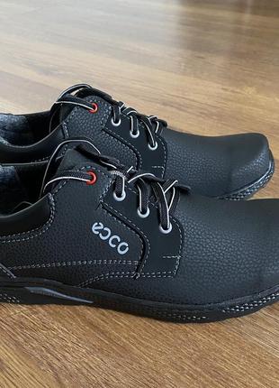 Мужские туфли черные прошитые повседневные на шнурках с круглым носком (код 5100)