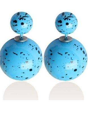 Блакитні сережки кульки в цятки, нові! арт,6128