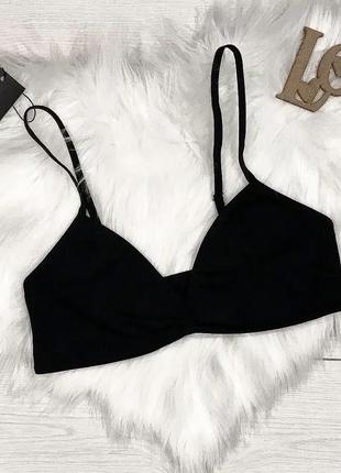 Бюстгальтер-топ чорного кольору, стильна жіноча білизна xs