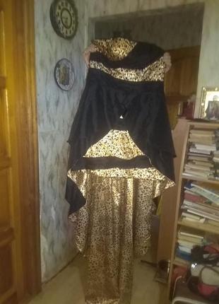 Вечернее платье со шлейфом разбито бисером шелк выполнено на заказ большого размера 54р.1 фото