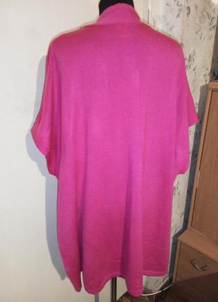 Трикотажный,розовый кардиган или удлинённый жилет с карманами,большого размера,мьянма2 фото