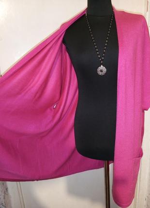 Трикотажный,розовый кардиган или удлинённый жилет с карманами,большого размера,мьянма3 фото