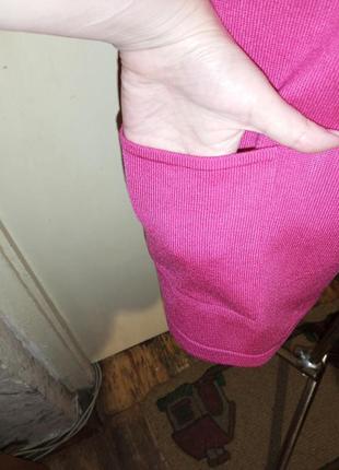 Трикотажный,розовый кардиган или удлинённый жилет с карманами,большого размера,мьянма4 фото