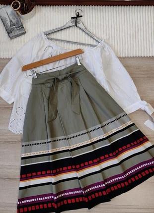 Хлопковая винтажная юбка-миди с орнаментом m&amp;s p m