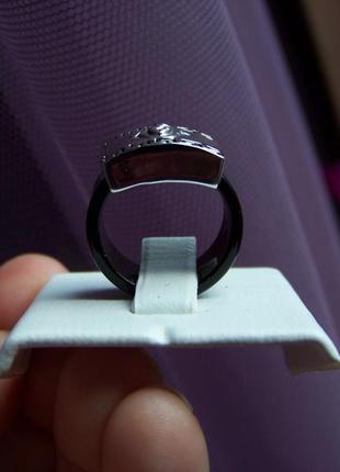 Черное керамическое кольцо-печатка со львом 17-17.5 мм диаметр5 фото