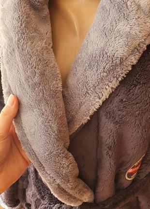 Якісний сірий теплий грубий махровий халат з капюшоном м(44-48) можна підлітку4 фото