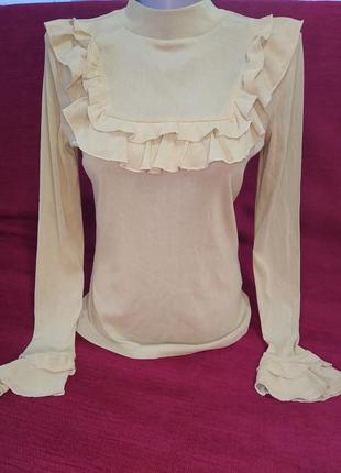 Полупрозрачная горчичная блуза от aako1 фото