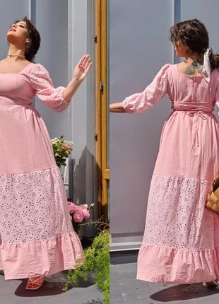 Платье сарафан макси жатка длинное с вставками прошвы летнее качественное батал3 фото