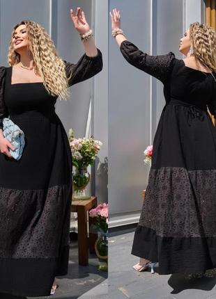 Платье сарафан макси жатка длинное с вставками прошвы летнее качественное батал2 фото
