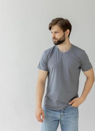Однотонна чоловіча стильна футболка gbi стандарт (бавовна) сірий l