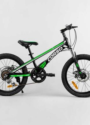 Детский спортивный велосипед 20’’ corso «speedline» mg-74290 (1) магниевая рама, shimano revoshift 7