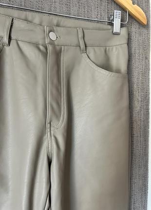 H&amp;m брюки кожаные цвет капучино прямого кроя2 фото