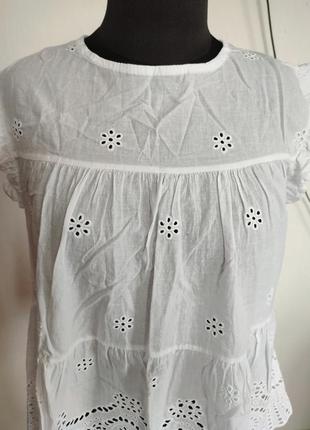 Коттоновая блузка с прошвой для беременных6 фото