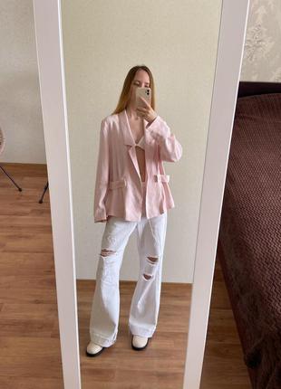 Нежно розовый легкий блейзер-пиджак3 фото