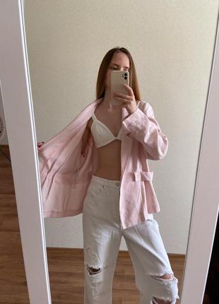 Нежно розовый легкий блейзер-пиджак7 фото