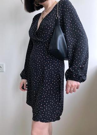 🖤 актуальна чорна сукня міні з довгим рукавом у «горох» від primark розмір s2 фото