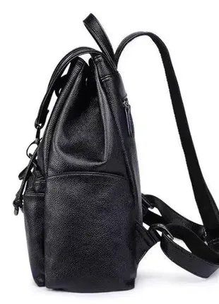 Кожаный женский рюкзак черный6 фото