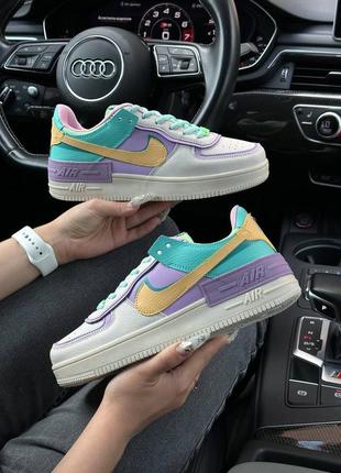 Женские кроссовки nike air force 1 shadow turquoise yellow