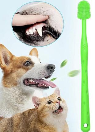 Зубна щітка для собак і кішок "dental" light-green4 фото
