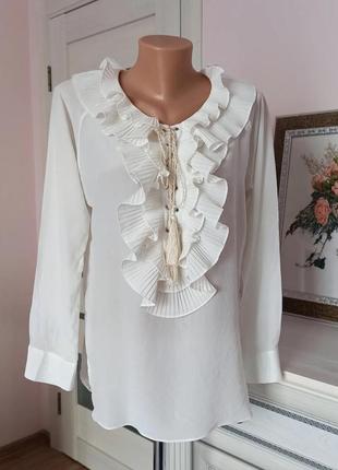 100% шовк розкішна вінтажна шовкова блуза з воланами uterque