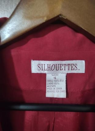 Винтажный шелковый пиджак silhouettes (100% шелк)9 фото