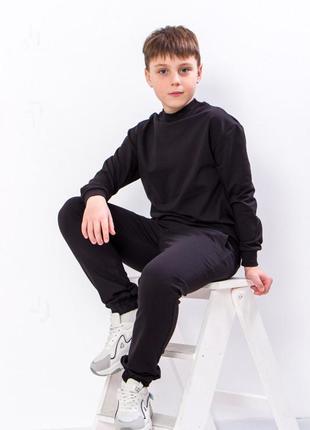 Чорний базовий спортивний демісезонний костюм для хлопчиків підлітків, чёрный спортивный комплект1 фото