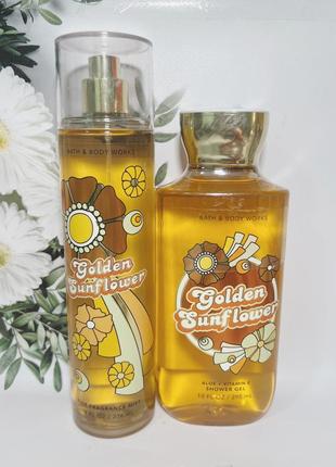 Набор мист + гель golden sunflower от bath and body work1 фото