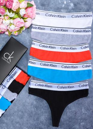 Стрінги жіночі calvin klein, трусики набір 5 штук в подарунковій коробці преміум якість4 фото