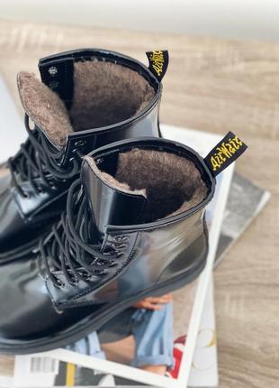 Зимние ботинки с мехом dr. martens черные, доктор мартенс, мартинс2 фото