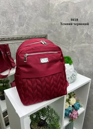 Темний червоний - стильний великий непромокаючий рюкзак з додатковими кишенями1 фото