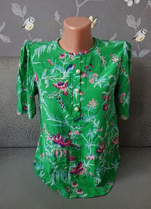 Красивая женская шелковая блуза с бусинами под жемчуг р.42/44 блузка блузочка