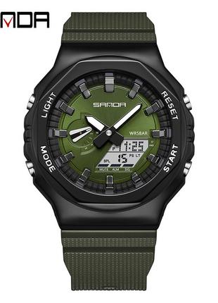 Спортивные тактические часы sanda 3167 army green противоударные водостойкие