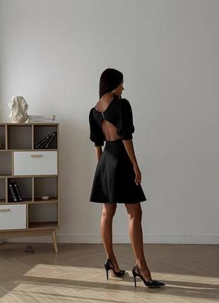 Платье короткое однотонное с открытой спиной качественное стильное трендовое черное красное4 фото