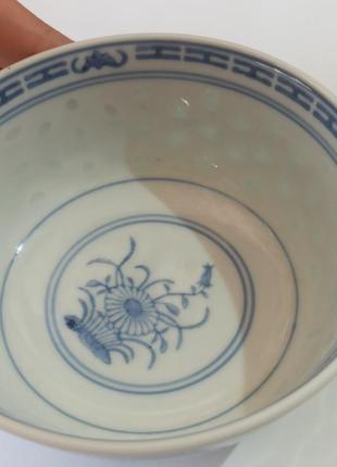 Старинная китайская фарфоровая чайная миска с рисовыми зернами linlong jingdezhen8 фото