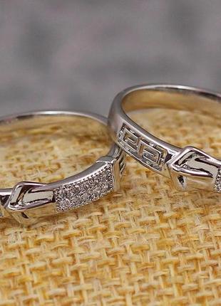 Кольцо  xuping jewelry ремешок с греческим узором р 21 серебристое