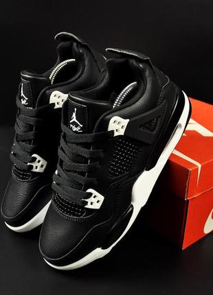 Кросівки air jordan retro 4 чорні з білим 41-46р4 фото