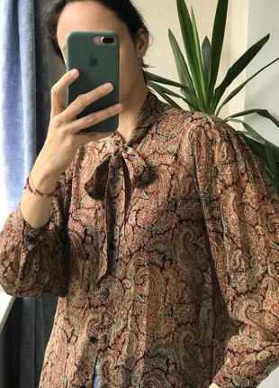 Шелковая легкая блуза в принт пейсли paisley new york usa nili lotan