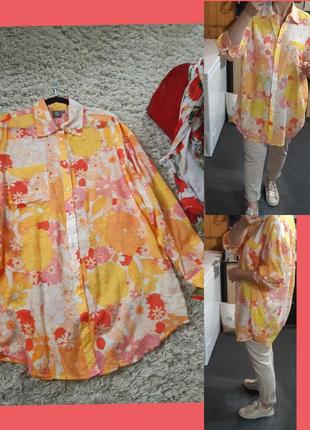 Мега нежная удлинённая рубашка в цветочный принт, manor, p. l-xxl1 фото
