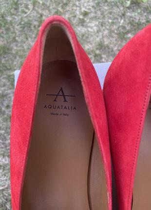 Красные женские туфли aquatalia red suede pasha pumps на каблуке, 41,5 размер8 фото