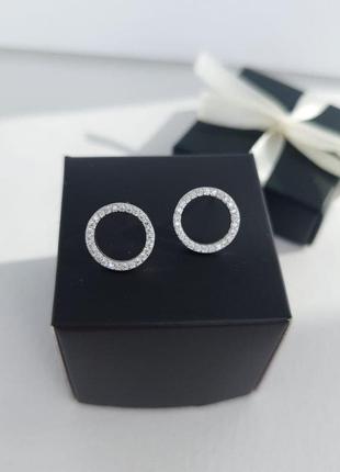 Серьги гвоздики круглые с камнями dekolie mk1094 серебряные