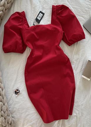 Платье с квадратным вырезом объемными плечами primark hm