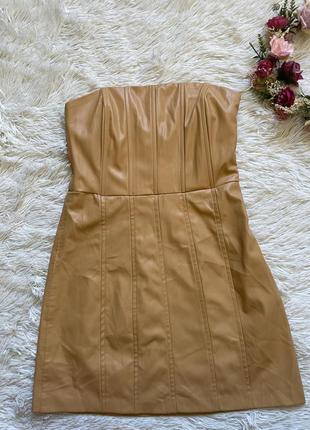 Корсетна сукня з екошкіри zara3 фото