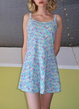 Літня міні сукня блакитна квіткова new look
