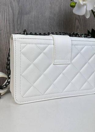 Жіноча міні сумочка клатч  з пташками, маленька сумка на ланцюжку  білий6 фото